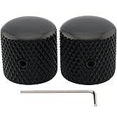 Musiclily Pro 1/4 Inch Steel Dome Universal Knob with Set Screw Black 2Pcs | for Electric Guitar Bass Fitting Control Potentiometer