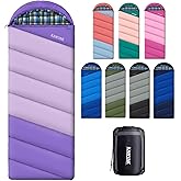 Cotton Flannel Lined Sleeping Bag for Adults Teens Kids, Cold Weather & Warm, 3 Seasons, Lightweight Compact Camping Essentials Equipment, Hiking, Outdoor, Travel