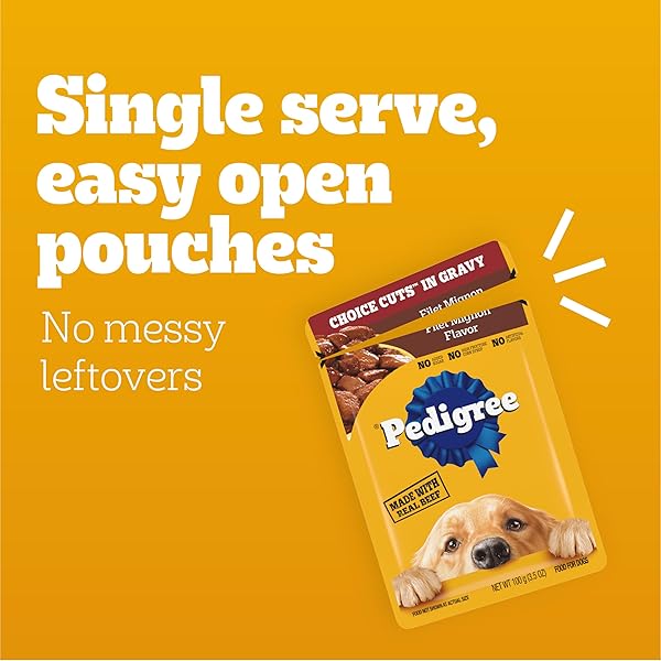 PEDIGREE CHOICE CUTS IN GRAVY WET DOG FOOD, ADULT SOFT WET DOG FOOD, VARIETY PACK, 3.5 OZ. POUCHES, 30 COUNT
