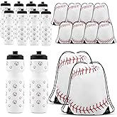 Sunnyray 20 Pcs Baseball Party Favors 13 x 17 Inch Baseball Drawstring Bag and 24 oz Sports Tumbler for School Gym