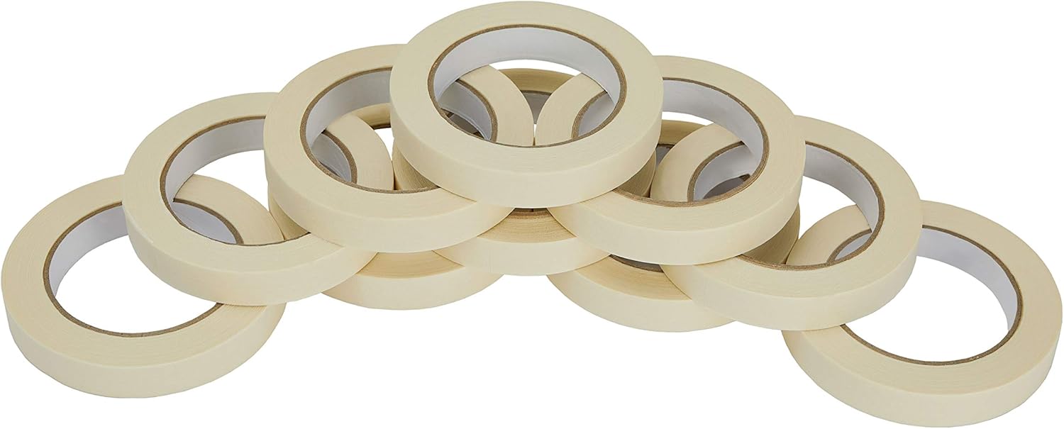 Lichamp Masking Tape 10 Pack General Purpose Beige White Color, 0.75 inch x 55 Yards x 10 Rolls (550 Total Yards), for Painting, Home, Office, School Stationery, Arts, Crafts etc. (3004): Office Products