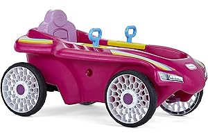 Little Tikes Jett Car Racer Pink, Ride On Car with Adjustable Seat Back, Dual Handle Rear Wheel Steering, Racing Control, Kid