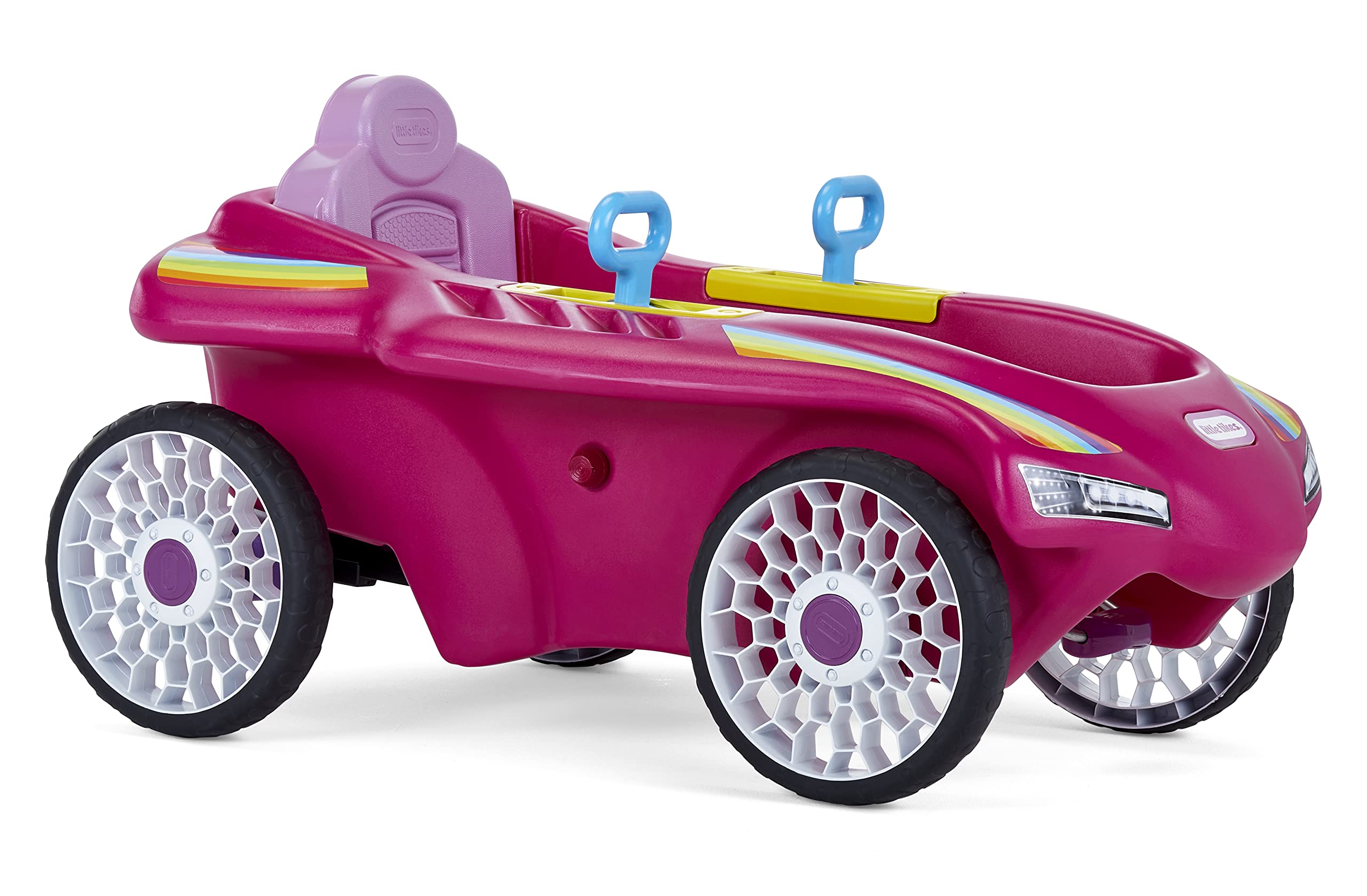 Little Tikes Jett Car Racer Pink, Ride On Car with Adjustable Seat Back, Dual Handle Rear Wheel Steering, Racing Control, Kid Powered Fun, Great Gift for Kids, Toys for Girls Boys Ages 3-10 Years, Large, Muticolor