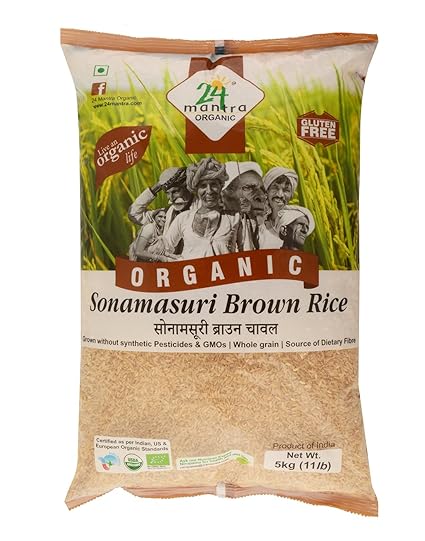 24 Mantra Organic Sonamasuri Brown Raw Rice, 5kg