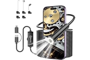 FERDIIZ Endoscope Camera with Light, 1920P HD Borescope with 8 Adjustable LED Lights, Borescope with 32.8ft Semi-Rigid Snake Camera with Light, 7.9mm IP67 Waterproof Inspection Endoscope for iOS and Android