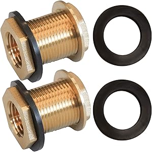 Hourleey Solid Brass Bulkhead Fitting, 1/2