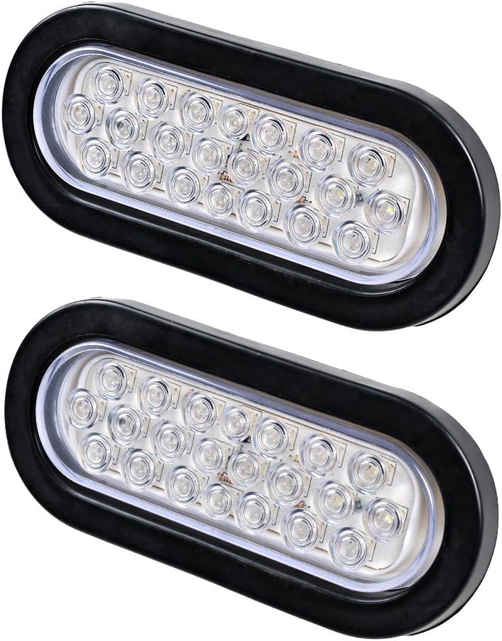 2x White 22 LED Universal Oval Tail Light Rubber Grommet