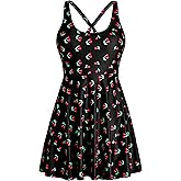 HUSKARY One Piece Swim Dress for Women Swimsuits 2026 Tummy Control Adjustable Strap Modest Cute Bathing Suit