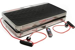 VX-POWER EVOLUTION FITNESS VX-Power Slimplate Digital - Vibration Plate Whole Body Oscillating Vibration Platform Exercise Machine w/ Resistance Bands for Home Cardio, Shaping, Toning & Fitness, Bluetooth Speakers