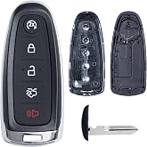 SUPALAND Key Fob Shell Case Replacement Fits for Ford Edge Explorer Focus Taurus Flex Expedition Lincoln MKS MKT MKX Navigator 2011 2012 2013 2014-2017 Keyless Entry Remote Control 5 Button Pad Cover