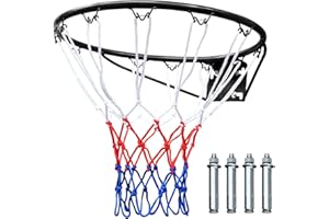 SculPong Basketball Rim Replacement Standard 18" Steel Rim Wall Mounted Basketball Goal Hoop with Net for Indoor Outdoor
