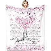 FIOUNG Gigi Gifts from Grandchildren Grandkids, Gigi Birthday Gifts Blanket 60"x50", Gift for Gigis, Gigis Gift Ideas for Mother's Day Christmas, to My Grandma Throw Blanket, Grandma Birthday Present