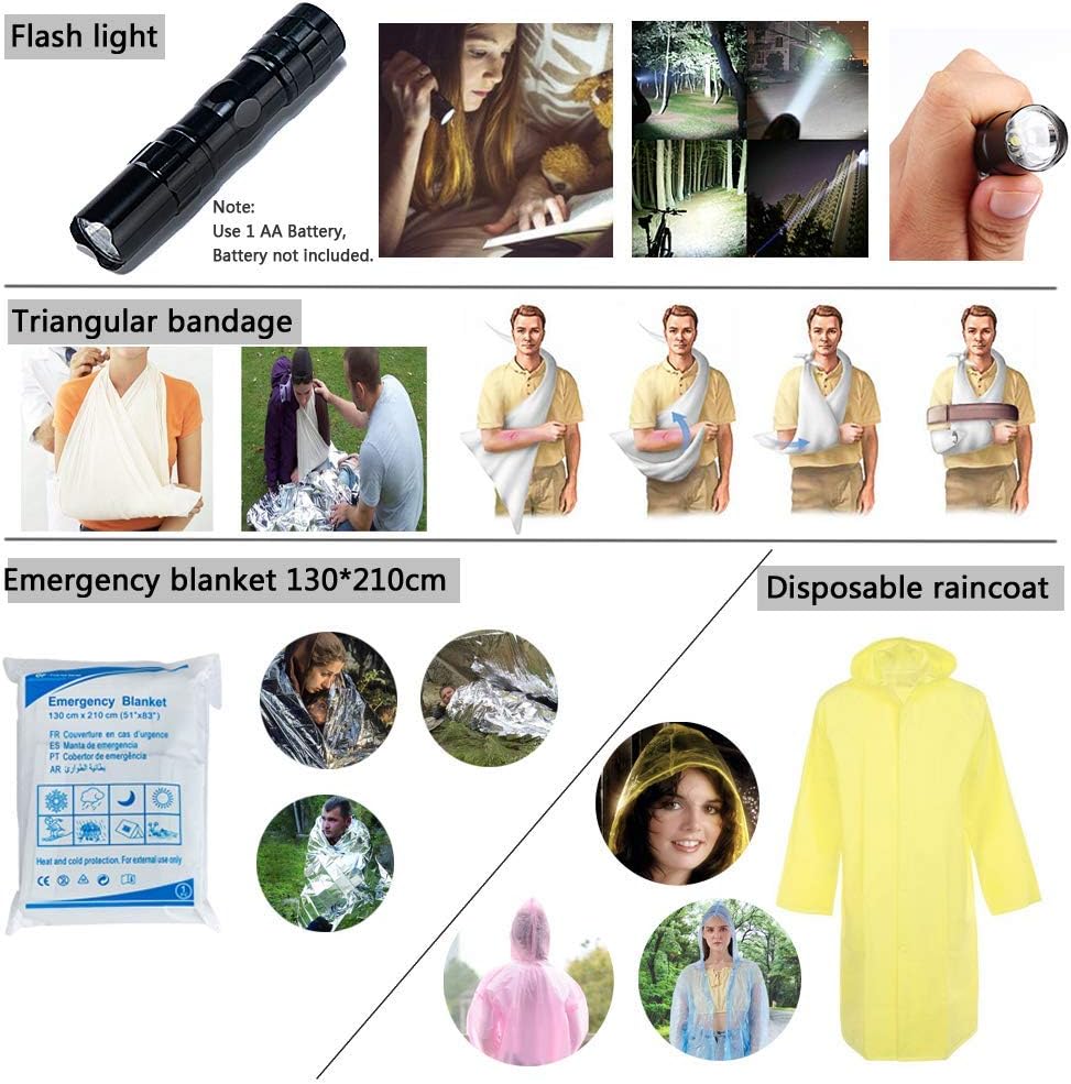 Compact First Aid Kit - Mini Survival Tools Box - Waterproof Outdoor Medical Emergency Bag Lightweight for Emergencies at Home Car Camping Workplace Traveling Adventures Sports Hiking by deftget: Health & Personal Care