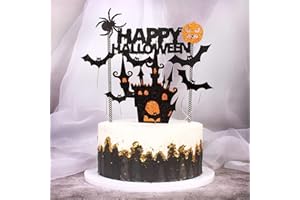 HAZYORE Happy Halloween Cake Topper - 8pcs Sign Decorations for Party & Theme