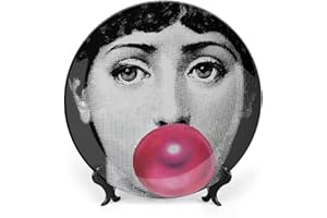 Aloked Lina Cavalieri Plate, Fornase Decorative Plate Face Makeup Plate Wall Hanging Decoration,Including Bracket and Special Spring Hook,style-12,6inch