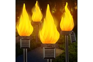 Sachie Solar Flame Lights, Solar Lights for Outside, Solar Outdoor Torch Light with Flickering Flame, Waterproof LED Flame Torches for Camping Garden Patio Path Yard Party Christmas Decoration