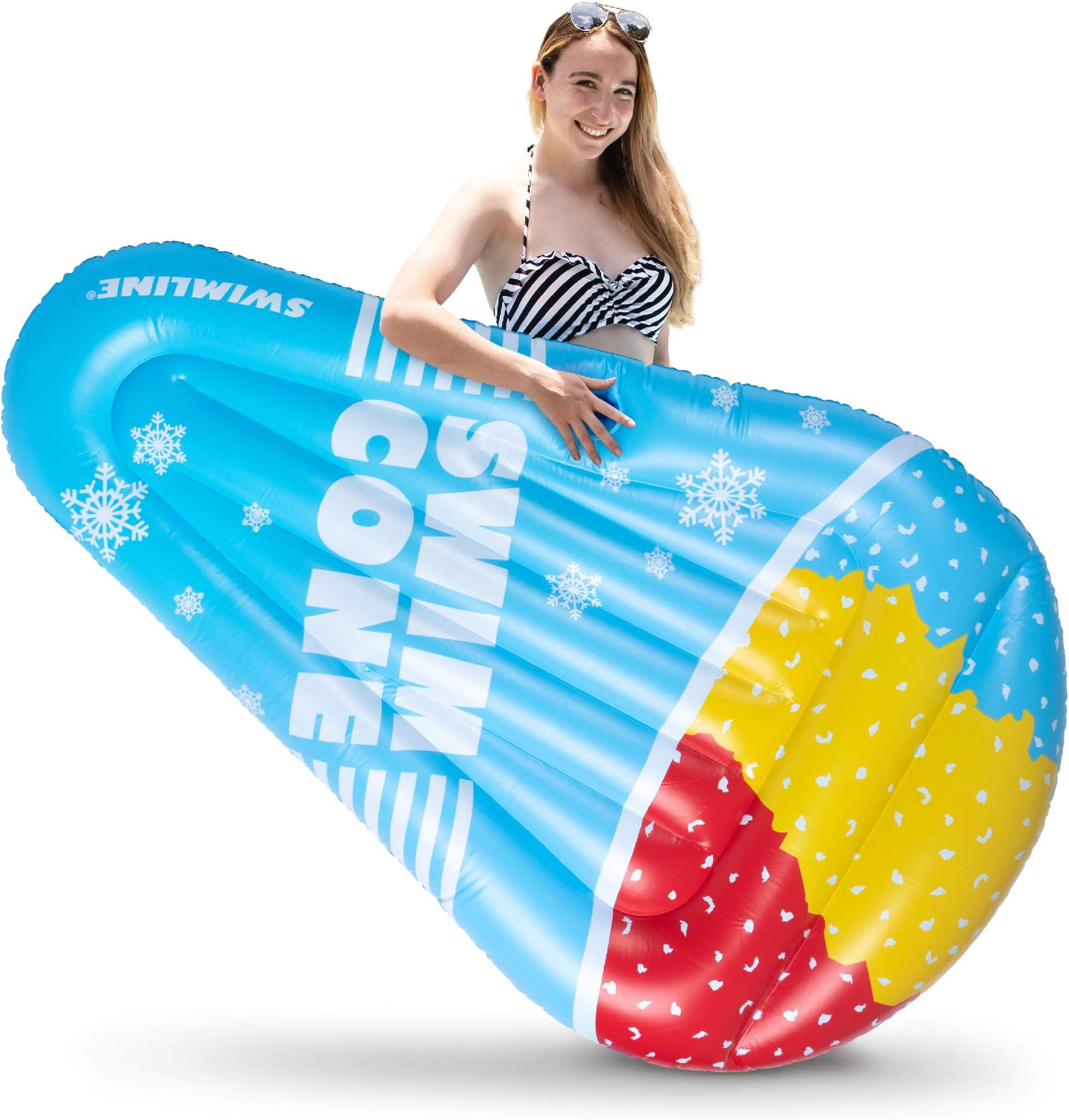 Pool Floties | Cool Pool Floats | Sun Pleasure Floats | Fun Pool Floats | Giant Snow Cone Inflatable Pool Float | 72”x40”x10” Pool Float Ride On | Summer Pool Lounge for Adults & Kids