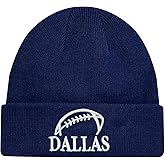 OPMGUWZY Football Winter Hat for Men Women Soft Stretch Knit Beanie Hat, Winter Cuffed Hat Skull Cap, Gifts for Football Fans