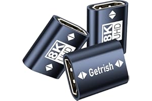 Getrish HDMI Coupler 8K, 3 Pack HDMI 2.1 Female to Female Adapter, 8K@60Hz / 4K@120Hz HDR HDMI Extender Connector for HDTV, R