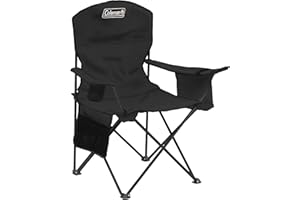 Coleman Portable Camping Chair with 4-Can Cooler, Cushioned Seat & Back with Side Pockets & Cup Holder, Carry Bag Included, Great for Camping, Tailgating, Firepits, Patio, & More