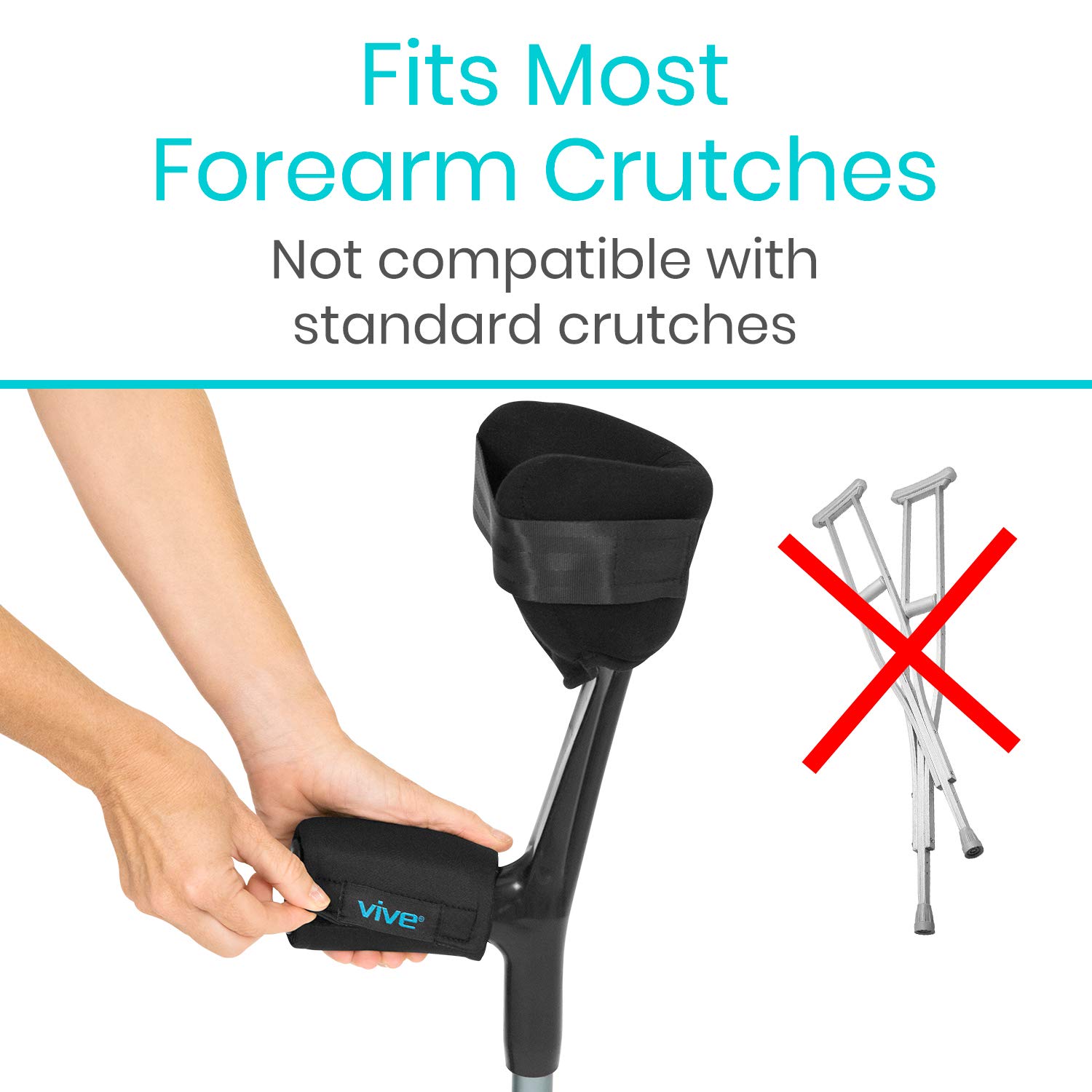 Vive Forearm Crutch Pads Padding for Crutches and Arm Cuffs