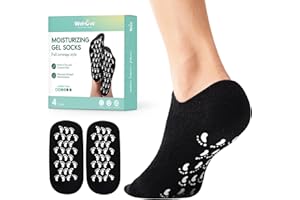 Welnove Moisturizing Socks for Men - 2 Pairs Aloe Vera Extract Infused Gel Lining for Dry Feet - Cracked Heel Treatment with 