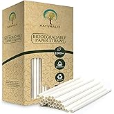 Naturalik 1000-Pack White Biodegradable Paper Straws Extra Durable Dye-Free- Premium Eco-Friendly Paper Straws Bulk - Drinking Straws for Smoothies, Restaurant drinking straws (White, 1000ct)