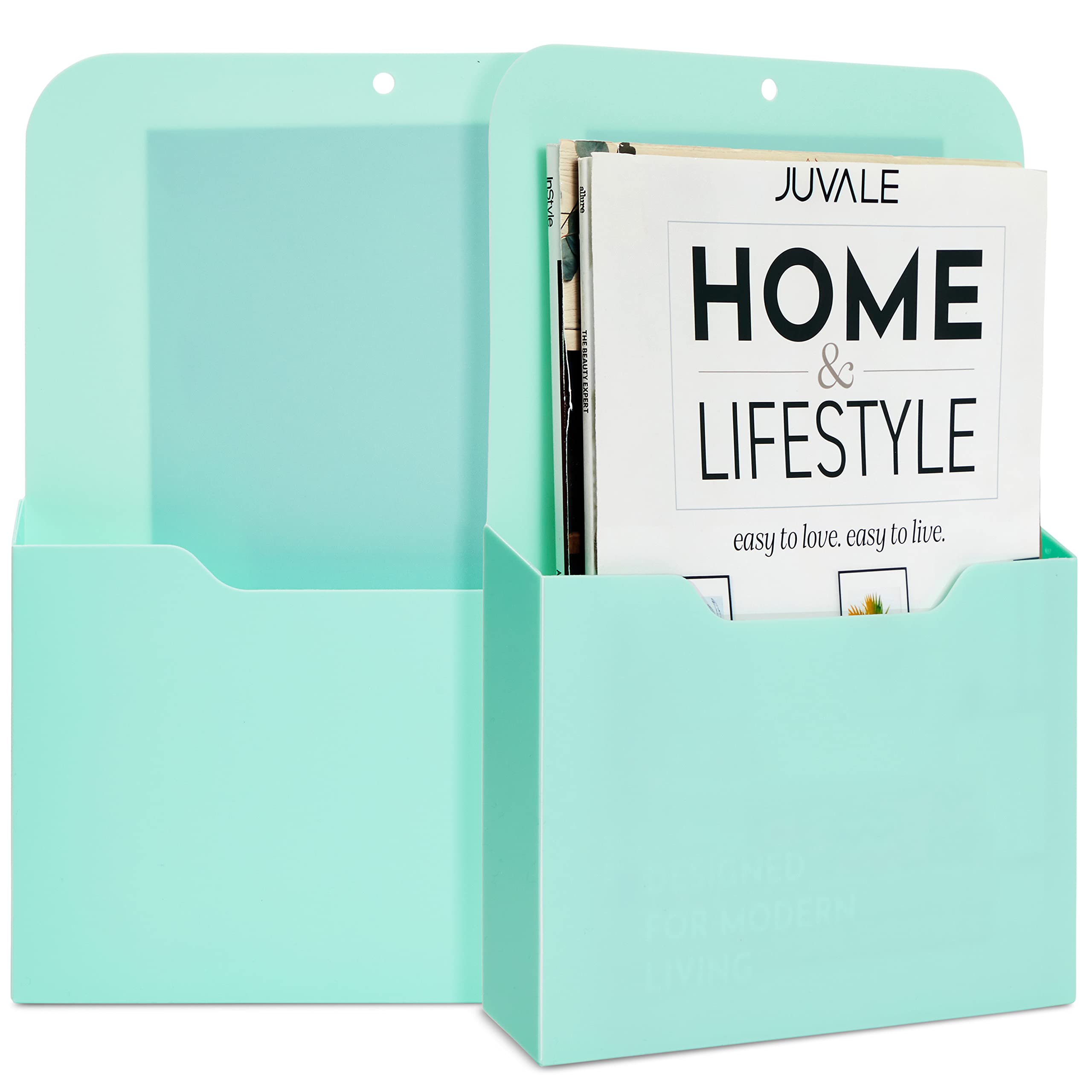 Photo 1 of Okuna Outpost Mint Magnetic File Holder - Wall File Folder Organizer for Refrigerator, Cabinets, Magazines, Mail, Paper, Letters, & Office Supplies (10 x 13 Inch) - 2 Pack