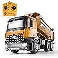 YAZHIYI RC Dump Truck Toy, 10CH Remote Control Dump Truck for Boys, Heavy Duty Metal Construction Vehicles, 7KG+ Load Capacity, Birthday Gifts Ideas for Kids Adults, 1/14 Scale Trucks (with Gift)