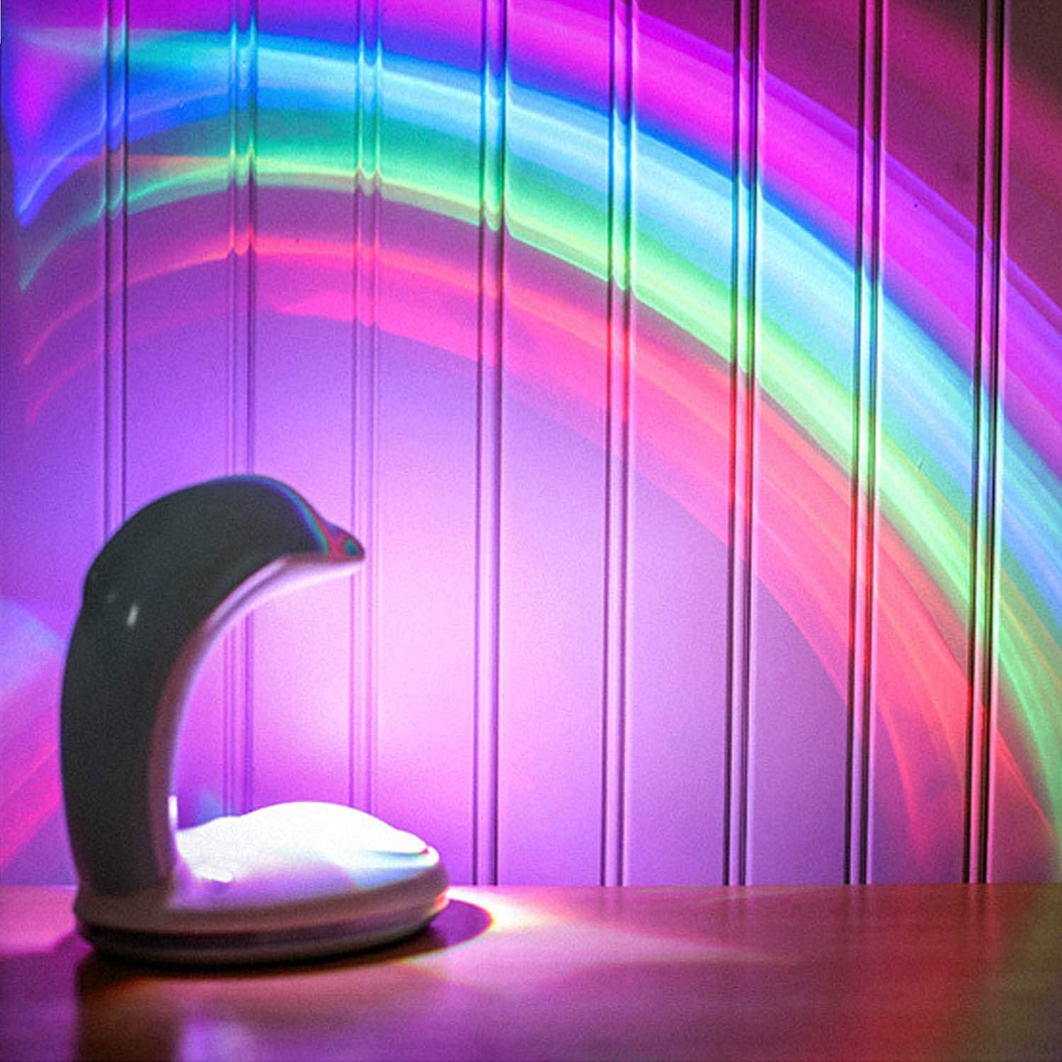 Luz arcoíris, Siebwinn lindo delfín arco iris lámpara de luz de ...