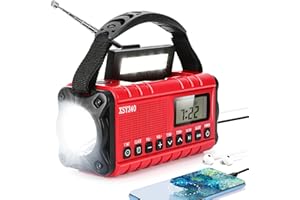 LEATON 10000mAh NOAA Emergency Weather Radio, Portable Power Bank with Solar Charging, Hand Crank, NOAA Weather Scan + Alert, LCD Display, SOS Alarm, AM/FM & LED Flashlight for Outdoor Emergency