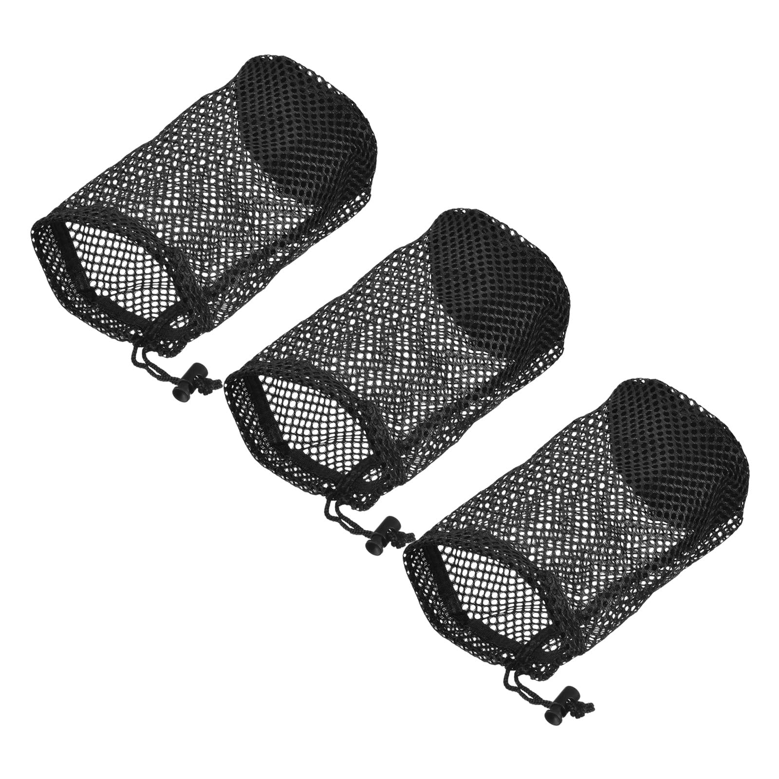 M METERXITY 3 Pack Golf Ball Bag - Multi-Purpose Storage 24-32 Balls Durable Drawstring Bags, with Cord Lock, Apply to Golf Sport (Black)