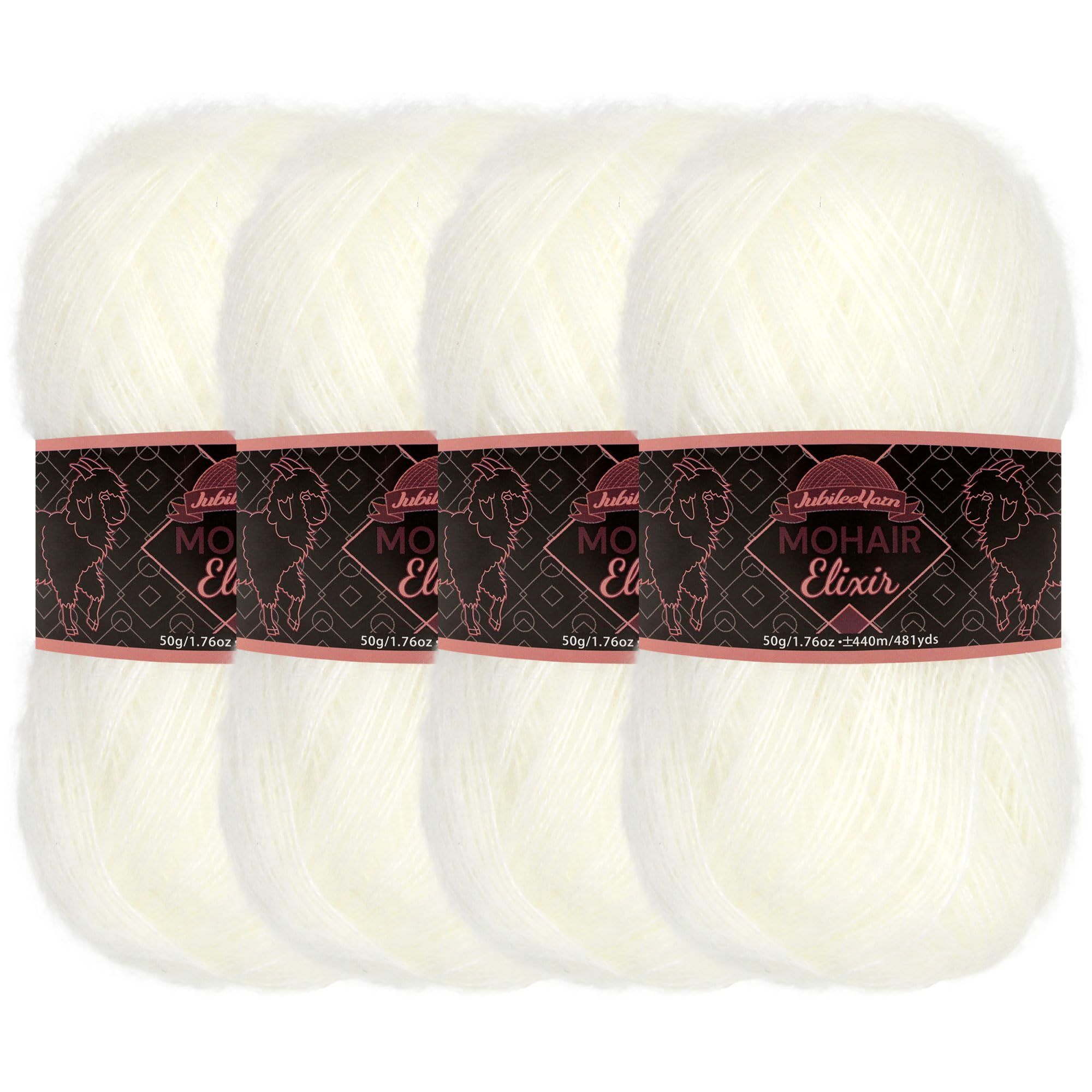 JubileeYarn Mohair Elixir Yarn - 50g/Skein Baby Wool Blend - Piña Colada - 4 Skein