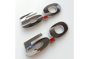 2 Pieces(Pair) 5.0 Liter Door Fender Side Emblem Badge Plate for Ford Mustang F150 GT - Chrome
