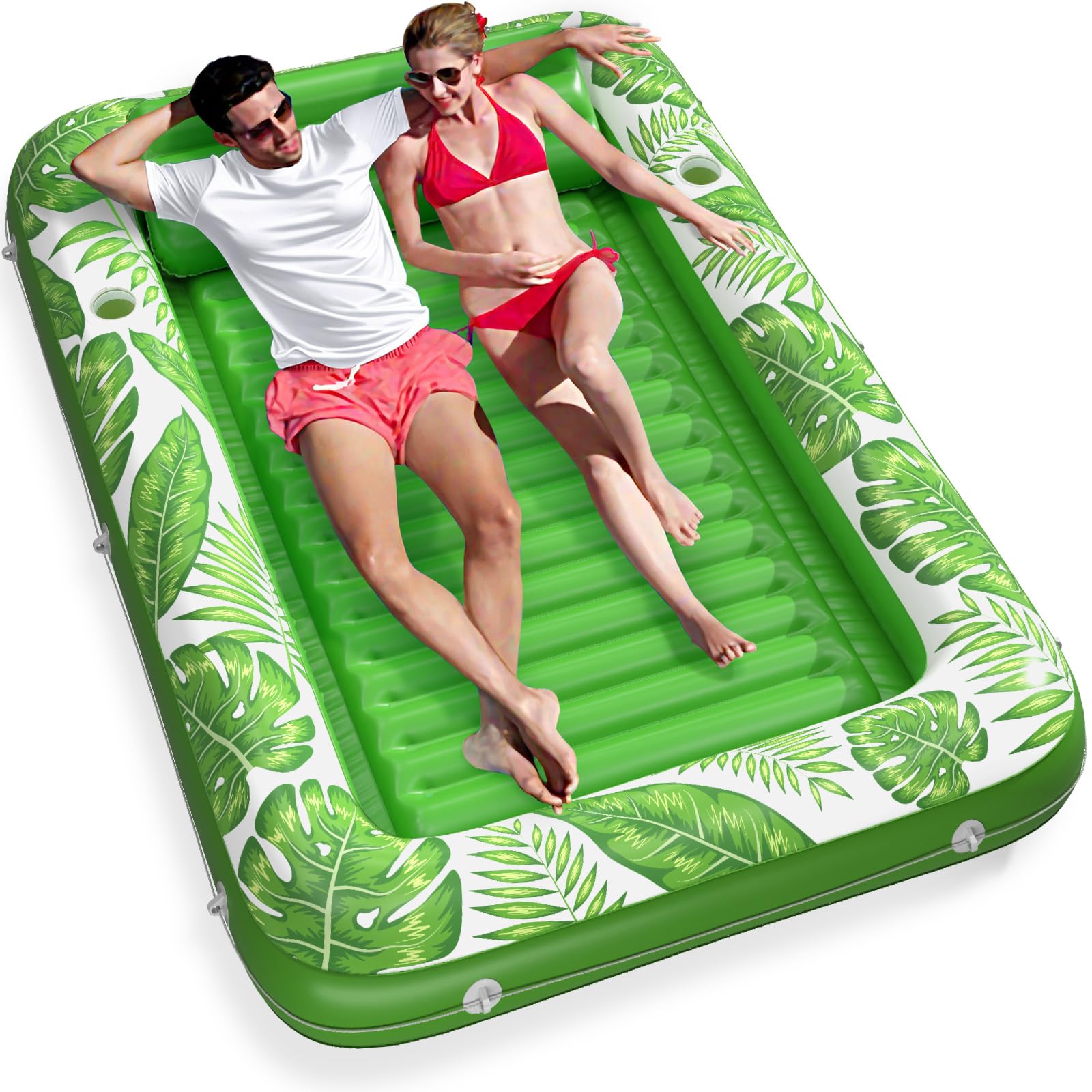 Photo 1 of Inflatable Tanning Pool Lounger Float - Jasonwell 4 in 1 Sun Tan Tub Sunbathing Pool Lounge Raft Floatie Toys Water Filled Tanning Bed Mat Pad for Adult Blow Up Kiddie Pool Kids Ball Pit Pool