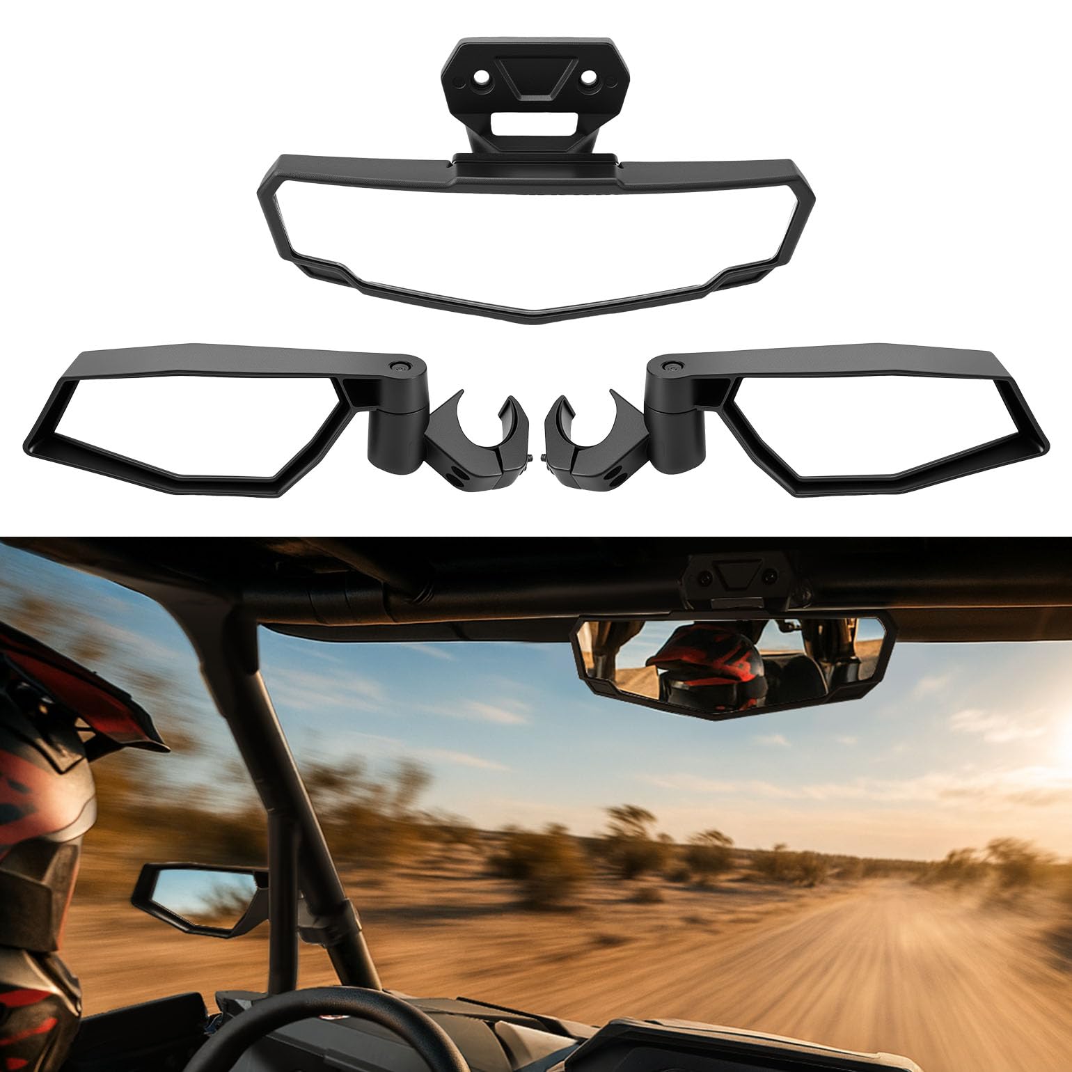 Photo 1 of KEMIMOTO PRO XP Side Mirrors and Rear Center Mirror Compatible with Polaris RZR XP 1000/XP 4 1000 2024 2025 - UTV Accessories 2883762