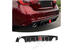 NeespoC Rear Diffuser W/LED Brake Light Fit for Infiniti Q50 2018-2024 3.0t/ Luxe/RED Sport 400/ Sensory,Rear Bumper Lower Lip Splitter Spoiler Body Kit Trim Exterior Accessories(Gloss Black)