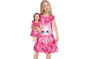 LQSZ Doll and Girl Matching Nightgown Outfit Pajamas Nightie Nightgown for Girls and Dolls Clothes