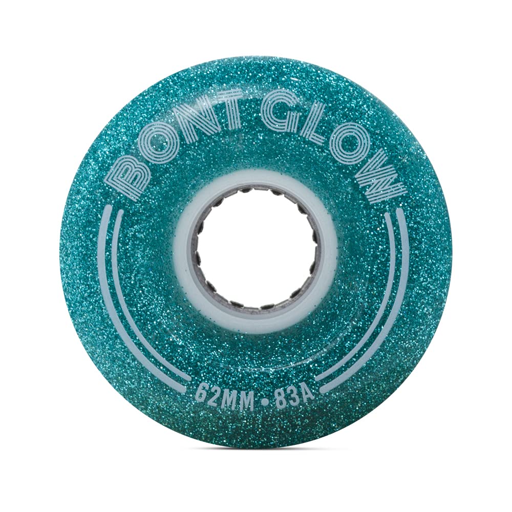 Photo 1 of Bont Skates - Glow Light Up LED Quad Roller Skate Wheels - Recreational Street Outdoor Skating - 62x35mm 83A - Set of 4 wheels (Chameleon Green)