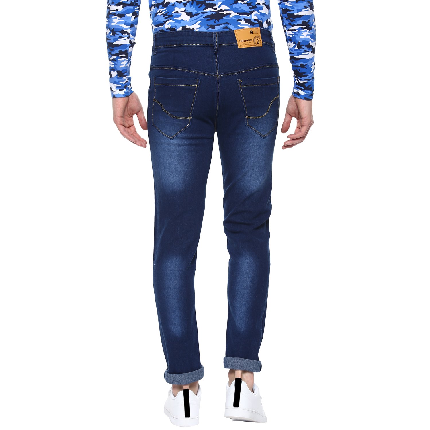 urbano fashion men's blue stretchable slim fit jeans