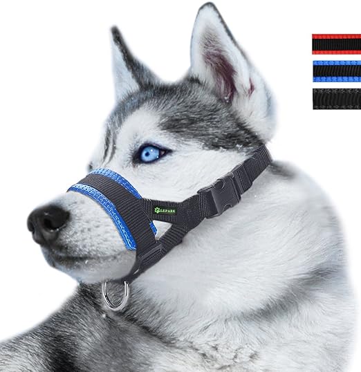 RockPet Maulkorb aus Nylon um Hunde vom Beisen, Bellen und Kauen abzuhalten, anpassbare Schlinge