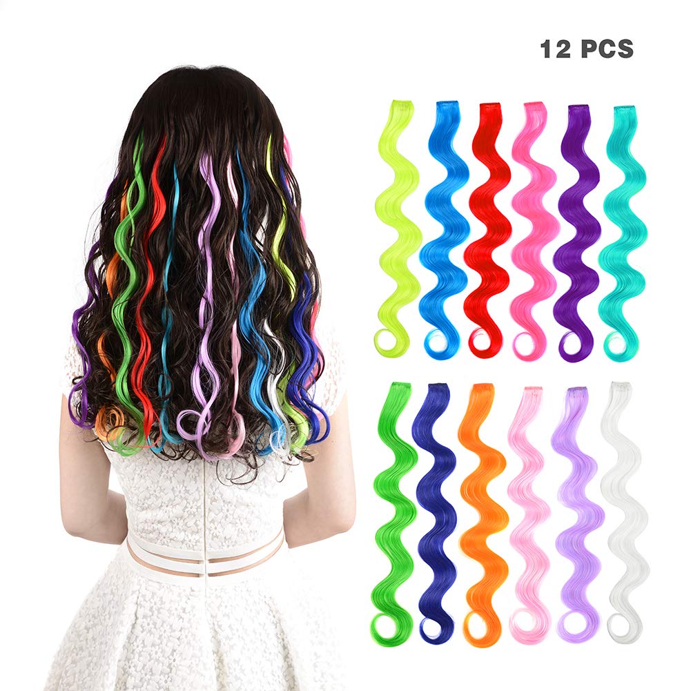 Amygirl 12 Pieces Party Highlights Clip In Colored Hair Extensions