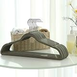 SONGMICS 50 Velvet Hangers 41.5 cm Wide 360° Hook Space Saving Grey Silver view 3