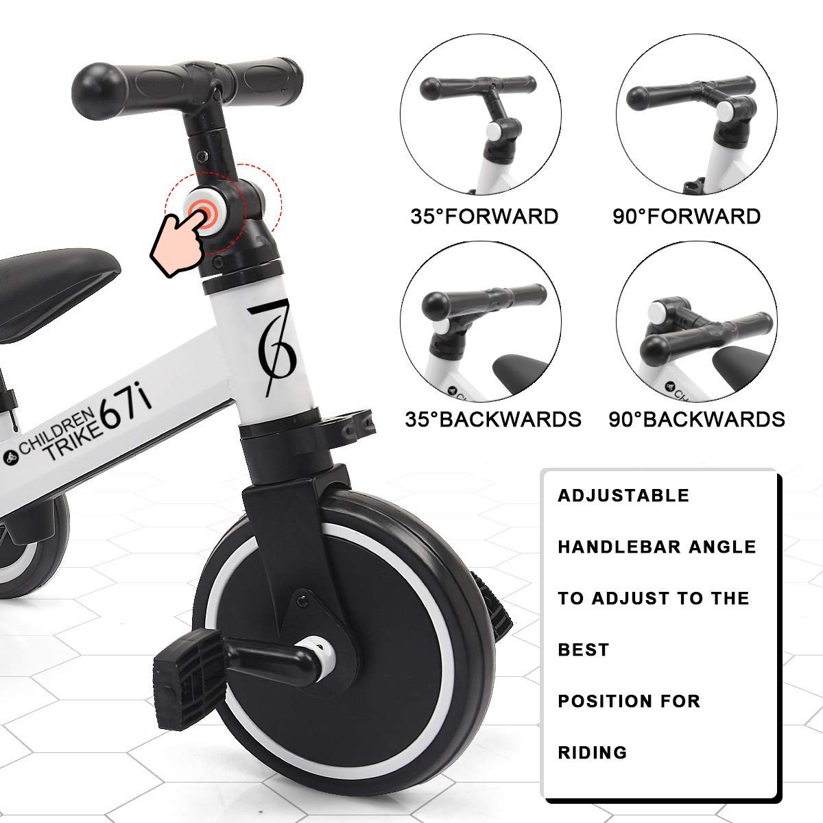 67i Tricycles for 2 Year Olds Toddler Tricycle Kids Trikes Kids Tricycles 3 in 1 for Kids Boys Girls Ages 1-3 Years Old (White)