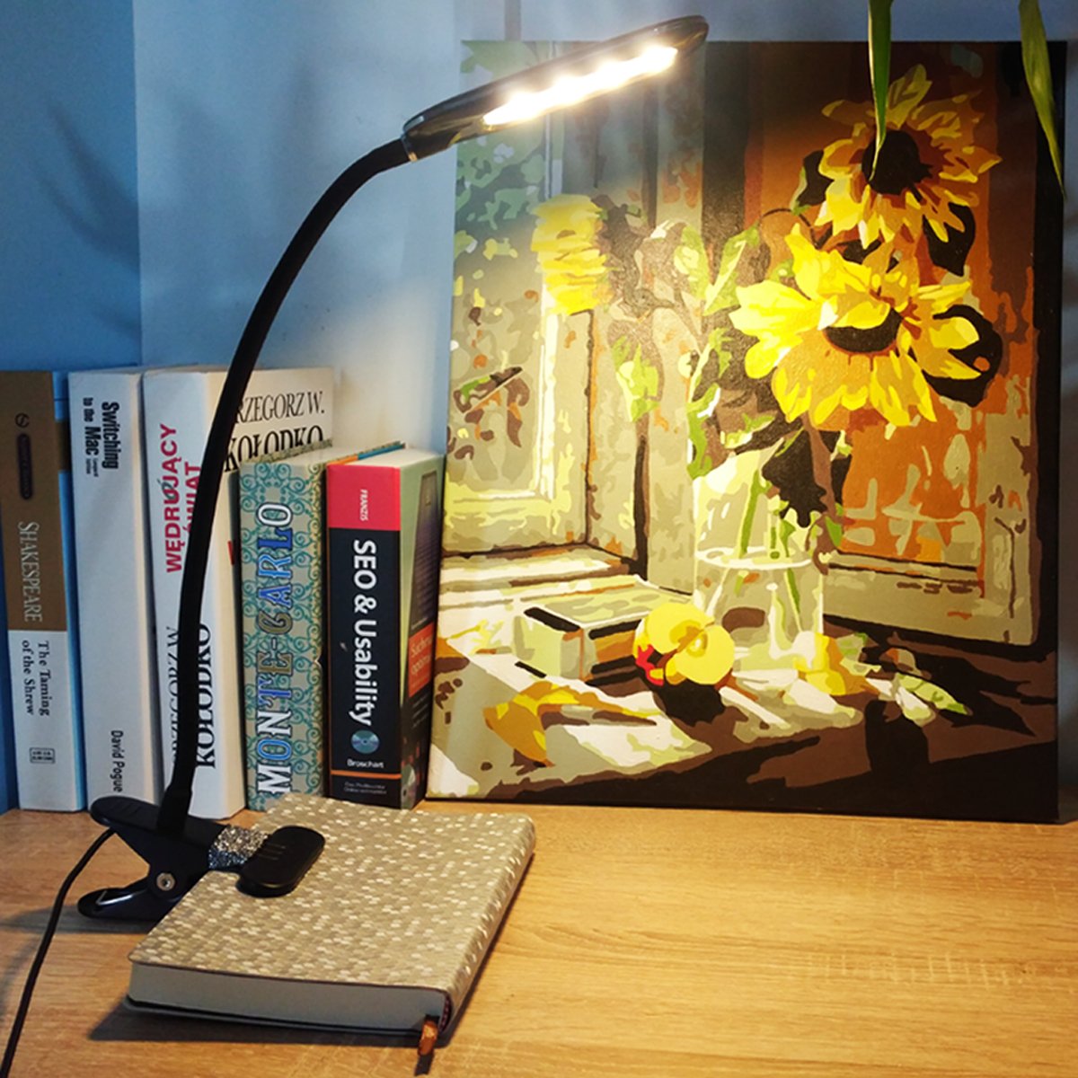 EyYOCEAN Clamp Reading Light for Bed Headboard, Bedroom with 3 Color