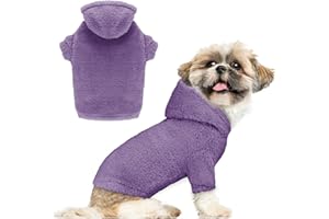 STPIATUE Fuzzy Dog Sweaters for Small Dogs Dog Hoodie Pet Clothes Warm Soft Cozy Coats Hooded Sweatshirt Fleece Small Pet Hoodies Sweater(Purple-S)