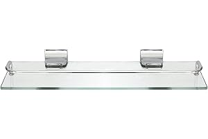 MODONA Glass Wall Shelf with Rail – Polished Chrome – 5 Year Warrantee