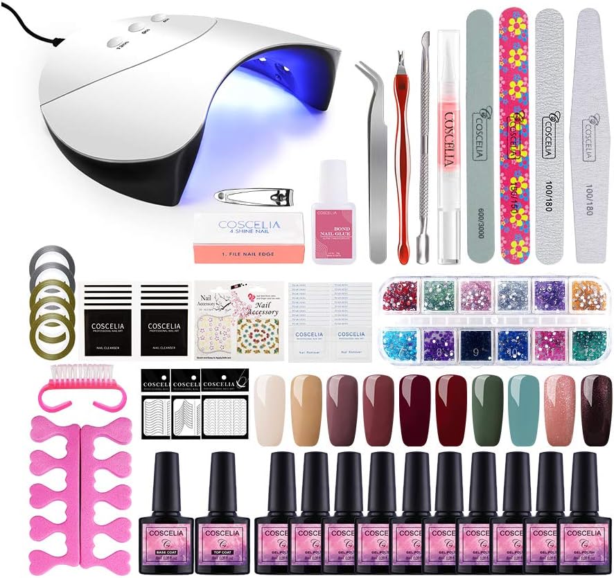 Gel Nail Starter Kit UV Lamp LED Dryer 10 Pcs Gel Nail Polish Set Soak