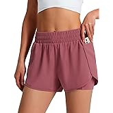 Ksmien Women's Running Shorts Quick Dry Lightweight Athletic Workout Shorts with Liner Phone Pockets
