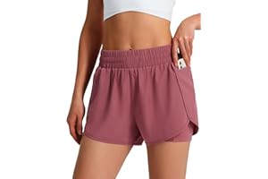 Ksmien Women's Running Shorts Quick Dry Lightweight Athletic Workout Shorts with Liner Phone Pockets